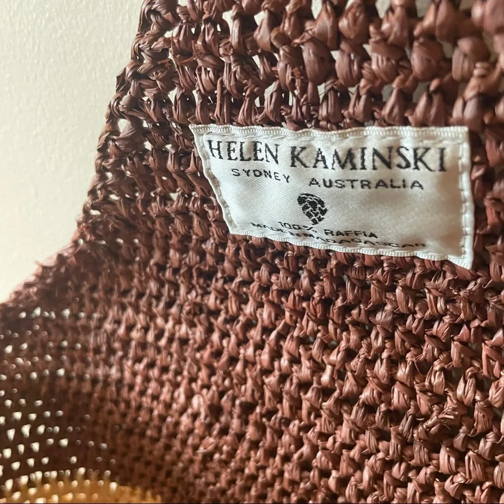 Helen Kaminski raffia bucket bag satchel summer tote two toned large - Picture 10 of 12